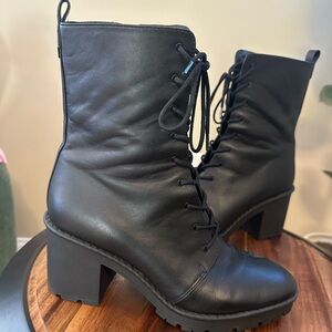 Vince Black Lace-Up Chunky Heel Boots